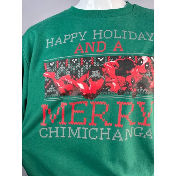Marvel Deadpool Merry Chimichanga Men's Ugly Christmas Sweatshirt Size L SweatSh - Picture 13 of 16